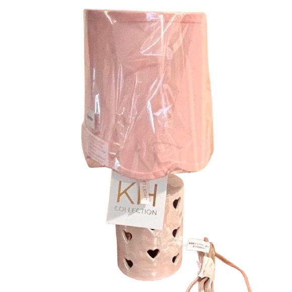 NWT- KH Collection Coquette Ceramic Heart Cut-Out Table Lamp Plus Nightlight - Picture 2 of 10